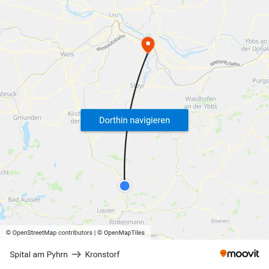 Spital am Pyhrn to Kronstorf map