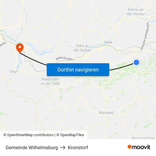 Gemeinde Wilhelmsburg to Kronstorf map