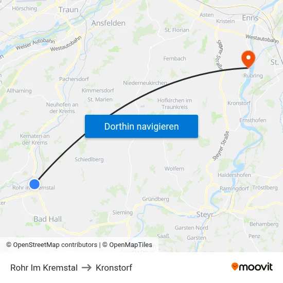 Rohr Im Kremstal to Kronstorf map