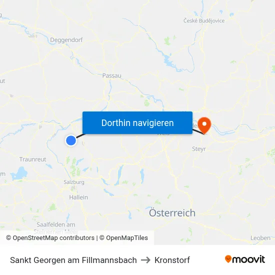 Sankt Georgen am Fillmannsbach to Kronstorf map