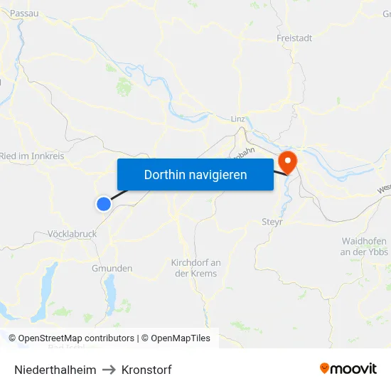 Niederthalheim to Kronstorf map