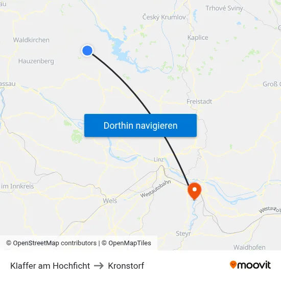 Klaffer am Hochficht to Kronstorf map