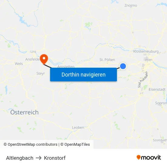 Altlengbach to Kronstorf map