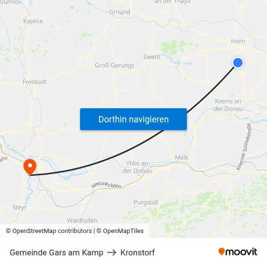 Gemeinde Gars am Kamp to Kronstorf map