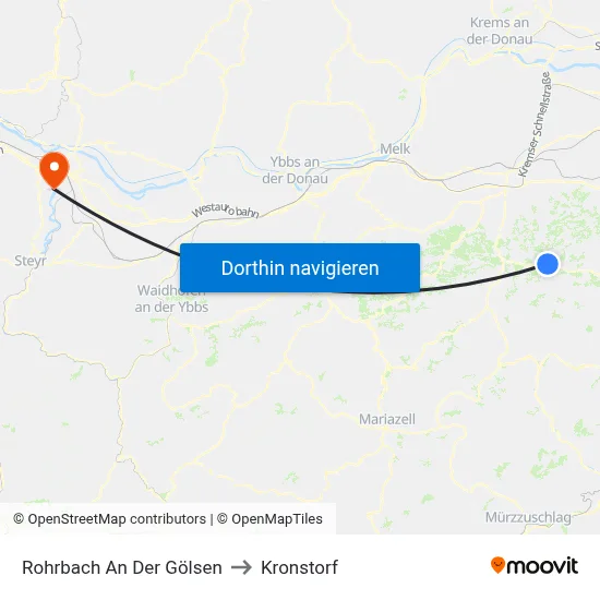 Rohrbach An Der Gölsen to Kronstorf map