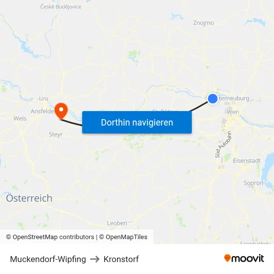 Muckendorf-Wipfing to Kronstorf map