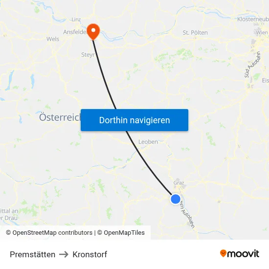 Premstätten to Kronstorf map