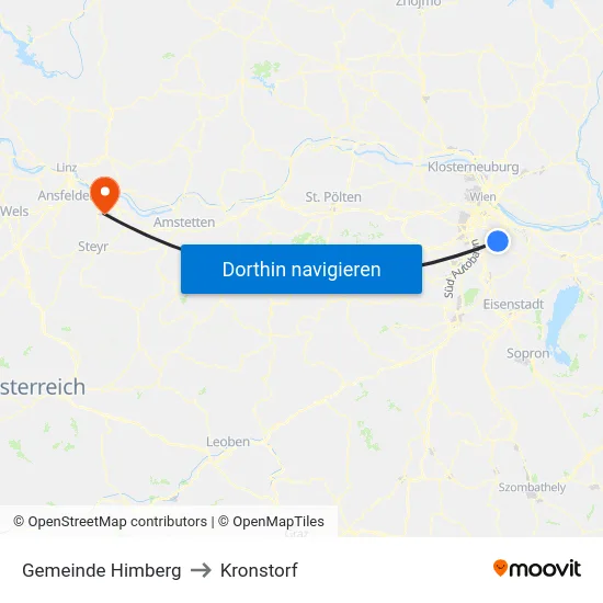 Gemeinde Himberg to Kronstorf map
