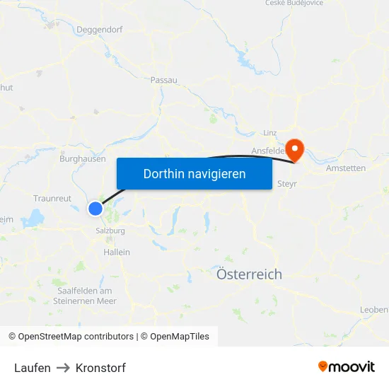 Laufen to Kronstorf map