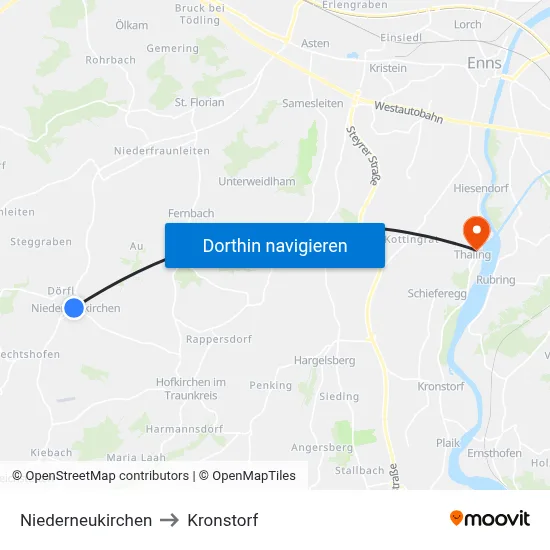 Niederneukirchen to Kronstorf map