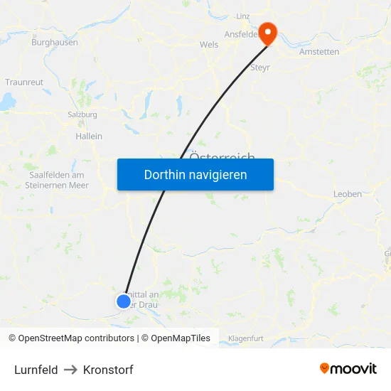 Lurnfeld to Kronstorf map