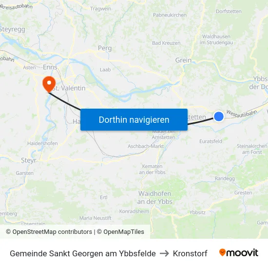Gemeinde Sankt Georgen am Ybbsfelde to Kronstorf map