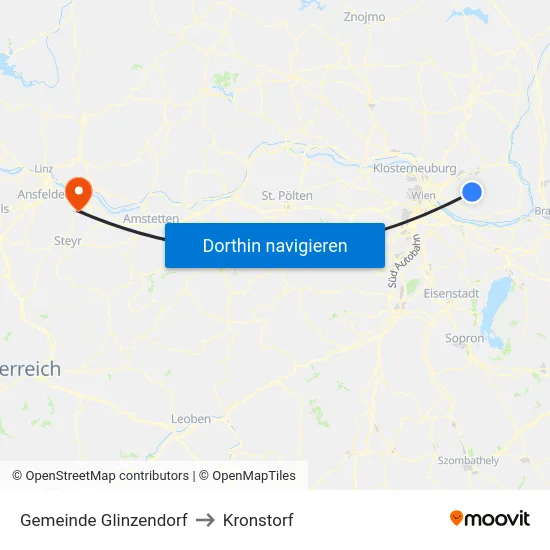 Gemeinde Glinzendorf to Kronstorf map