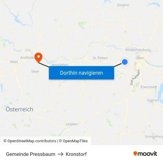 Gemeinde Pressbaum to Kronstorf map