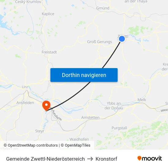 Gemeinde Zwettl-Niederösterreich to Kronstorf map