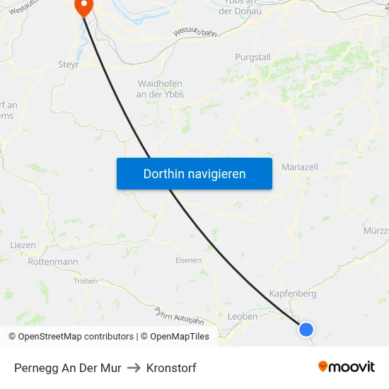 Pernegg An Der Mur to Kronstorf map