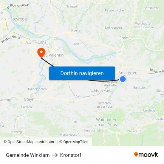 Gemeinde Winklarn to Kronstorf map