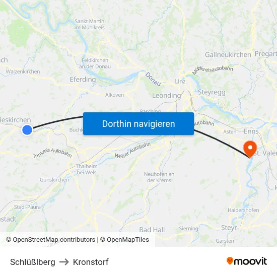 Schlüßlberg to Kronstorf map