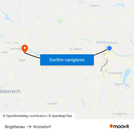 Brigittenau to Kronstorf map