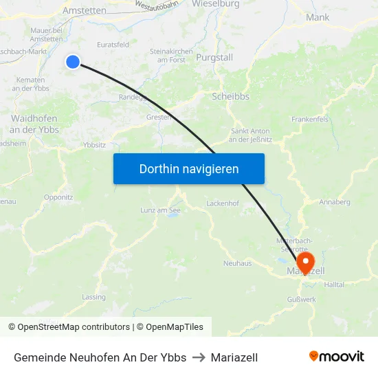 Gemeinde Neuhofen An Der Ybbs to Mariazell map