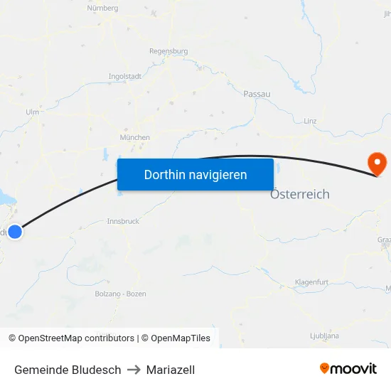 Gemeinde Bludesch to Mariazell map