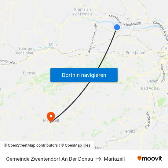 Gemeinde Zwentendorf An Der Donau to Mariazell map
