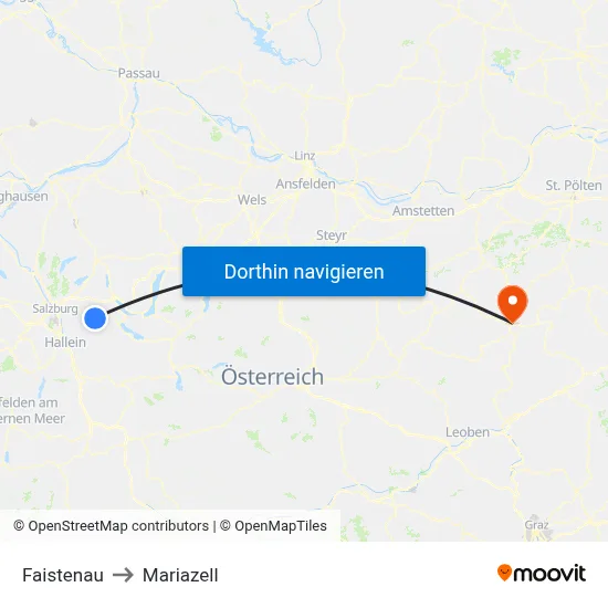 Faistenau to Mariazell map