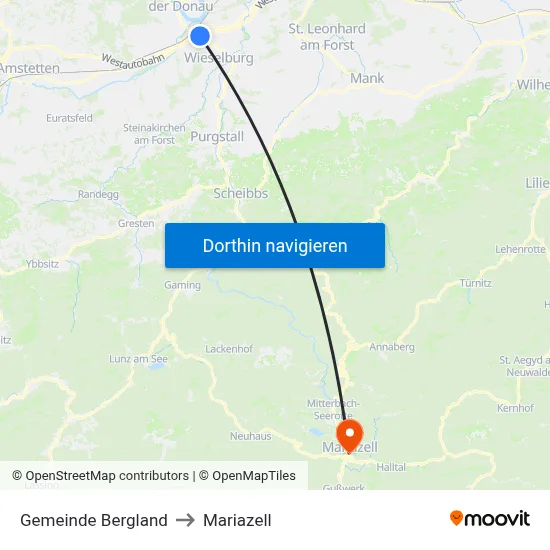 Gemeinde Bergland to Mariazell map