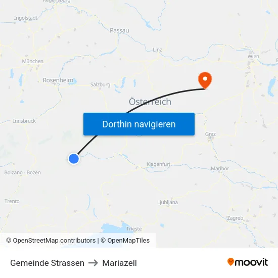 Gemeinde Strassen to Mariazell map