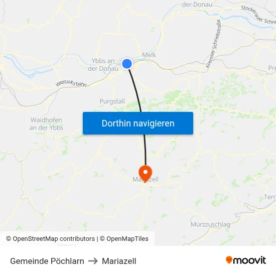 Gemeinde Pöchlarn to Mariazell map