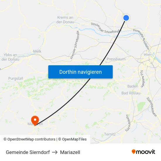 Gemeinde Sierndorf to Mariazell map