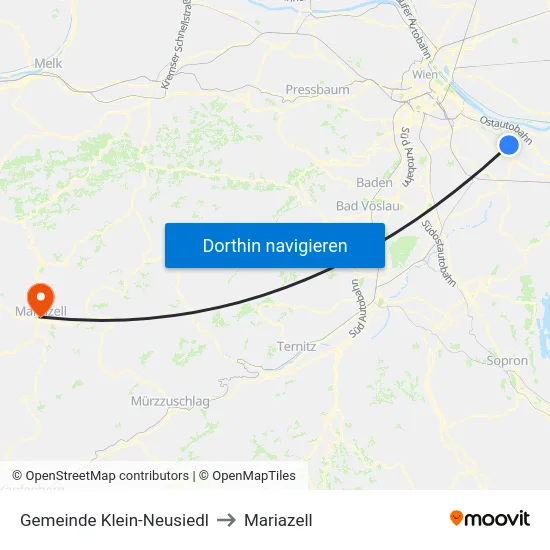 Gemeinde Klein-Neusiedl to Mariazell map