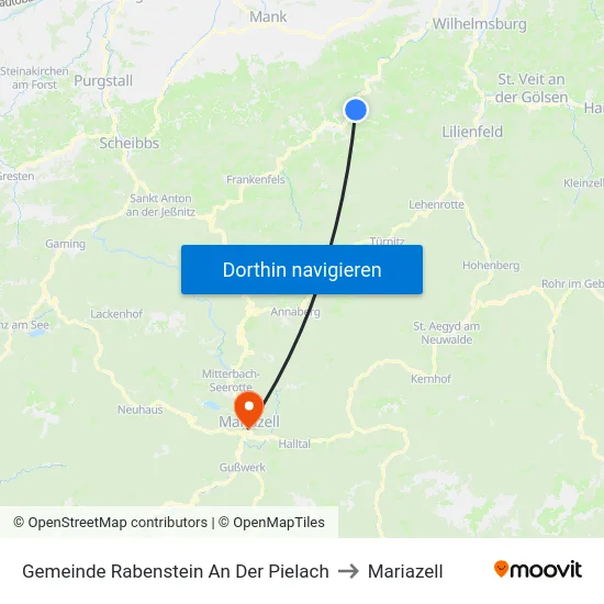 Gemeinde Rabenstein An Der Pielach to Mariazell map