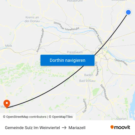 Gemeinde Sulz Im Weinviertel to Mariazell map