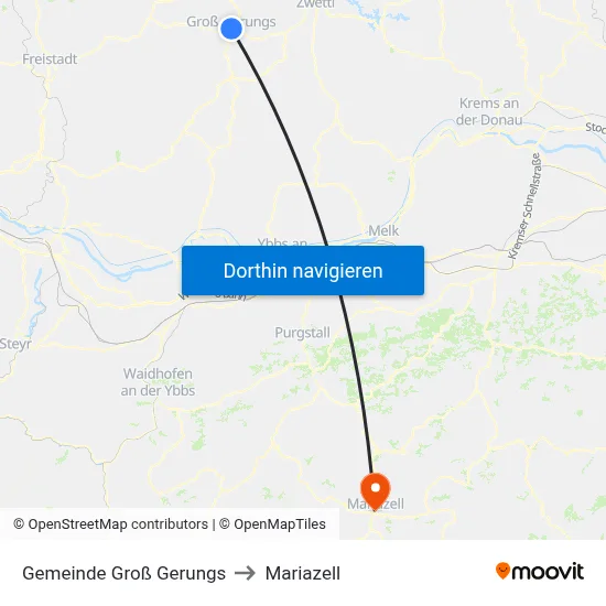 Gemeinde Groß Gerungs to Mariazell map