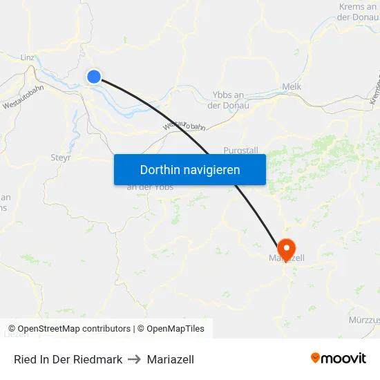 Ried In Der Riedmark to Mariazell map