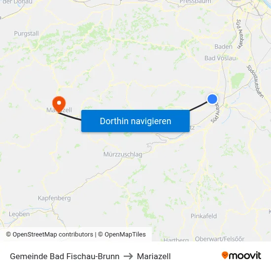 Gemeinde Bad Fischau-Brunn to Mariazell map
