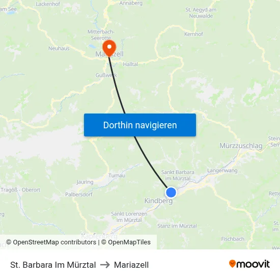 St. Barbara Im Mürztal to Mariazell map