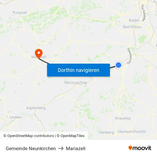 Gemeinde Neunkirchen to Mariazell map