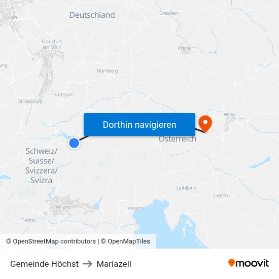 Gemeinde Höchst to Mariazell map