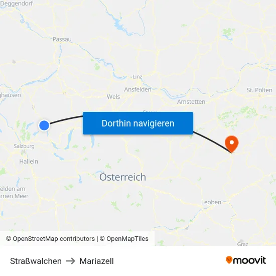 Straßwalchen to Mariazell map