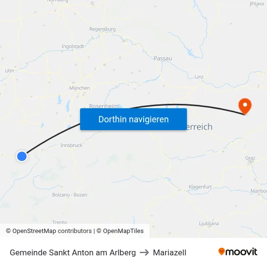 Gemeinde Sankt Anton am Arlberg to Mariazell map