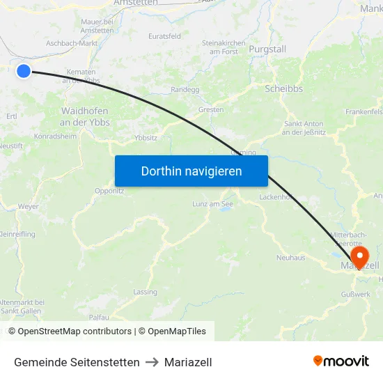 Gemeinde Seitenstetten to Mariazell map