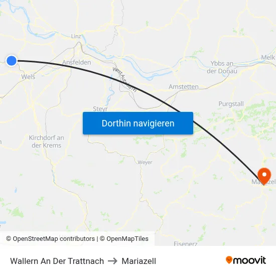 Wallern An Der Trattnach to Mariazell map