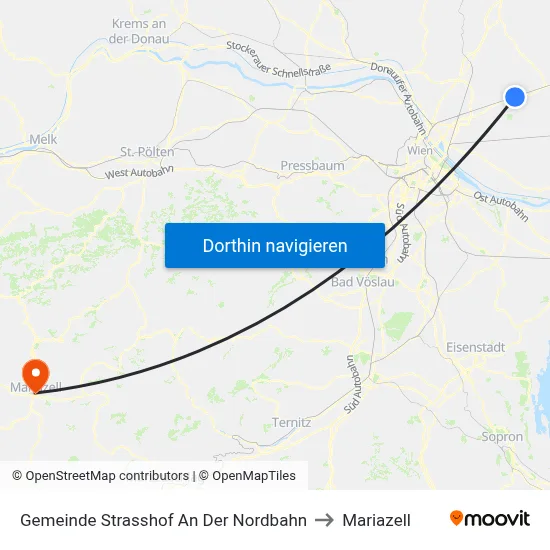 Gemeinde Strasshof An Der Nordbahn to Mariazell map