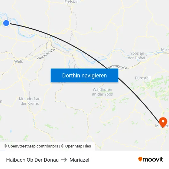 Haibach Ob Der Donau to Mariazell map