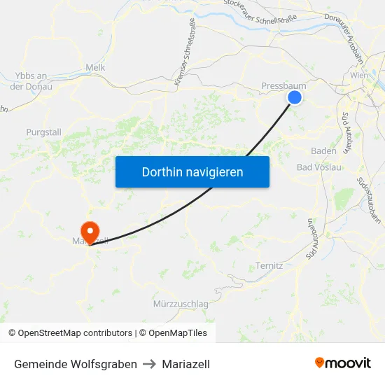 Gemeinde Wolfsgraben to Mariazell map