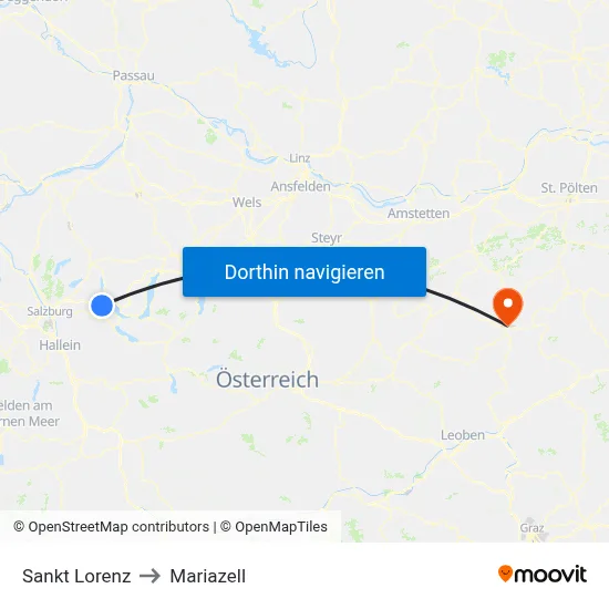 Sankt Lorenz to Mariazell map