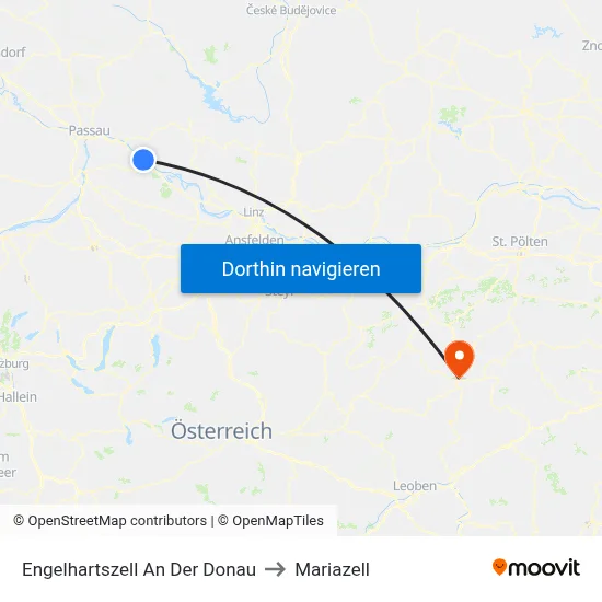 Engelhartszell An Der Donau to Mariazell map