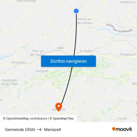Gemeinde Gföhl to Mariazell map